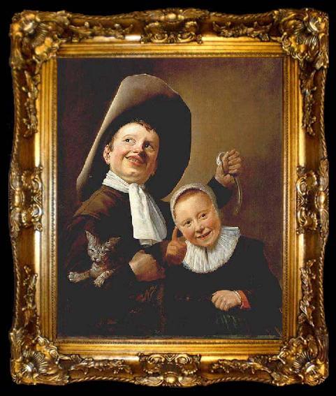 framed  Judith leyster A Boy and a Girl with a Cat and an Eel, ta009-2